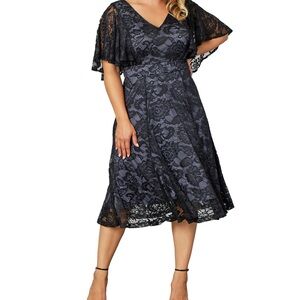 Kiyonna Midnight Lace Midi Dress